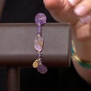 Rarities Carol Brodie CARVED AMETHYST Bead Bracelet NWT